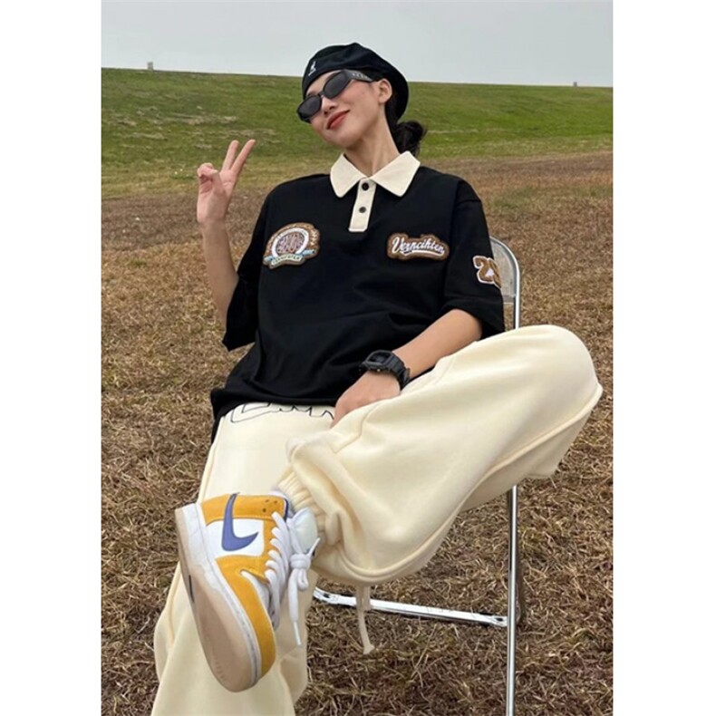 WE1703-P21日系复古简约刺绣短袖POLO衫男潮牌街头,男装Polo衫,电商B323A