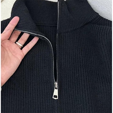 重磅秋冬北极绒双拉链毛衣开衫美式复古休闲慵懒风宽松针织衫外套，男装针织衫/毛衣，电商A486-1