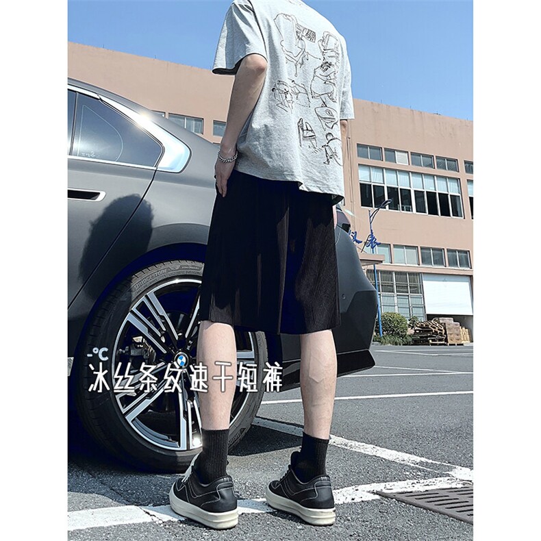 A178男女同款冰丝条速干短裤休闲夏季外穿宽松休闲裤DK159-P20,男装休闲裤,电商A178