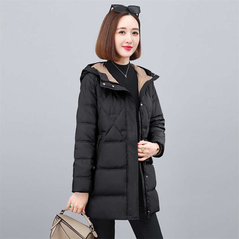 时尚中长款修身显瘦保暖羽绒服女,女装羽绒服,依恋蒂丝