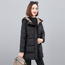 时尚中长款修身显瘦保暖羽绒服女，女装羽绒服，依恋蒂丝
