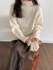 冬季高领花毛衣，女装针织衫/毛衣，周青