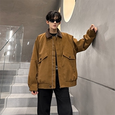 老钱风纯色口袋装饰休闲潮男外套夹克A071-4019-P108，男装夹克，电商A071