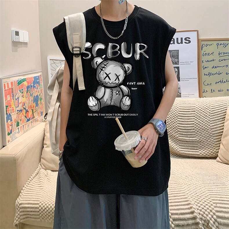量大优供视频得物直播品质220克夏季纯棉背心无袖T恤WB179,男装T恤,电商A486