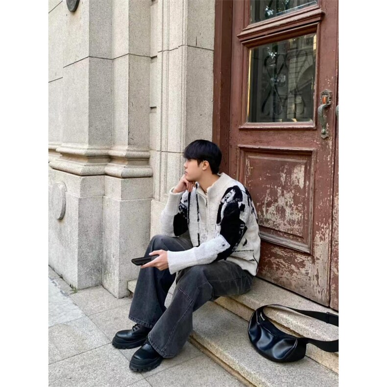 【有货】B06HH-特P68cleanfit撞色毛衣男高级痞帅开衫针织衫,男装针织衫/毛衣,星座1007（原301D）