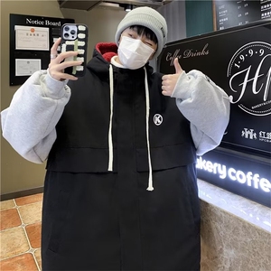 羊羔绒外套男冬季加厚棉衣潮牌假两件工装棉服  Y6582 P95图片