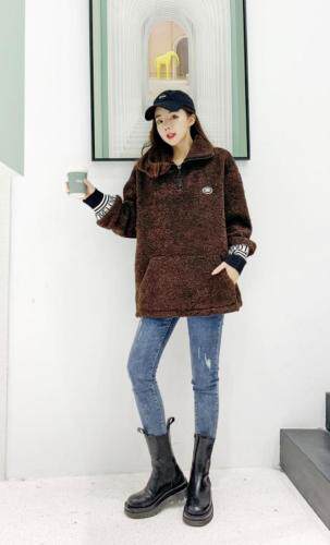 冬季新款颗粒绒卫衣，女装卫衣/绒衫，艾伊贝雪