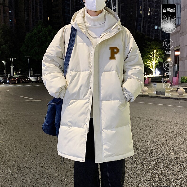 港风冬季新款长款连帽白鸭绒羽绒服男潮宽松YR6160P285控358，男装羽绒服，电商A268A