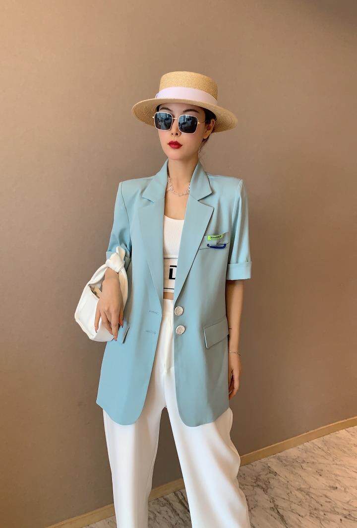 夏季新款休闲西装，女装西装，水锦红