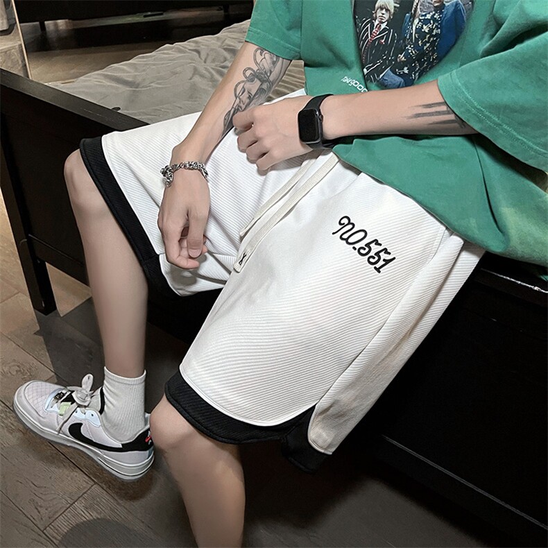 B2212023夏装新款青少年港风休闲拼接篮球裤五分短裤LK22036-P45,男装休闲裤,电商B221