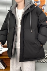 23冬季新款港风棉衣男女情侣假两件宽松连帽加厚棉服WT08无标-P60，男装棉衣，星座1402-1