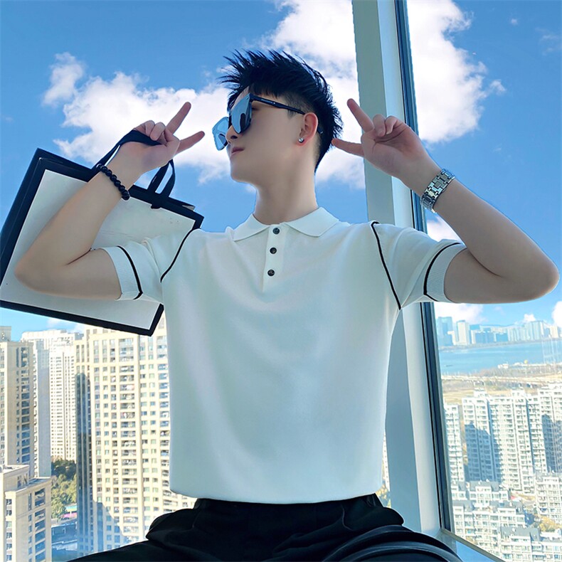 AM151/特P68控98夏季社会小伙短袖上衣薄款潮流半袖T恤毛衣男白首,男装T恤,星座305B-1