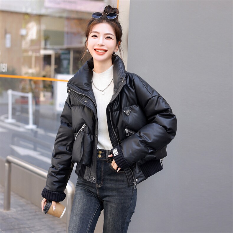 【BAO款现货】2025冬季新品韩版时尚羽绒服保暖翻领蛋白皮百搭款,女装羽绒服,意芙
