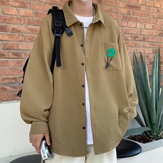 长袖衬衫男新款复古华夫格街头休闲衬衣潮CS0316-P40，男装衬衫，星座308B-1