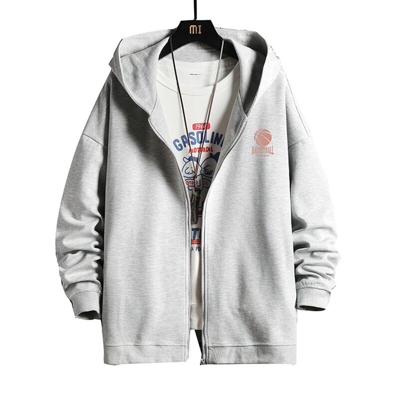 KS21237-P38连帽开衫卫衣男运动外套大码班服网格,男装卫衣,电商A040A