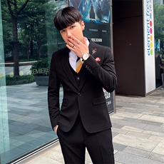 秋冬韩模新品纯色西服套装男三件套小西装外套A470-TZ96，男装西服套装，电商A207