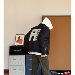 秋冬字母飞行夹克男女小众设计百搭廓形加棉加厚上衣外套 MJ97图片