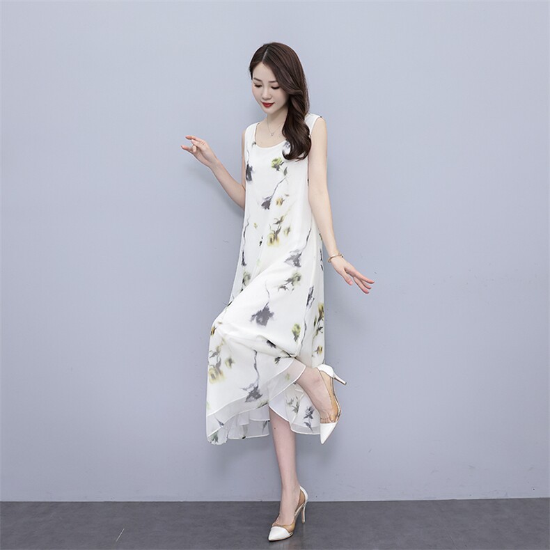 背心连衣裙女2025夏季新款防晒衣雪纺披肩开衫外搭裙子,女装连衣裙,秀美人生