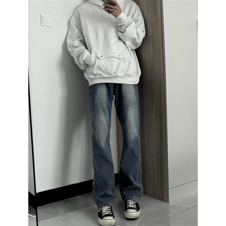 cleanfit裤子高街潮牌水洗微喇叭牛仔裤修身直筒痞帅长裤,男装牛仔裤,星座310A-4