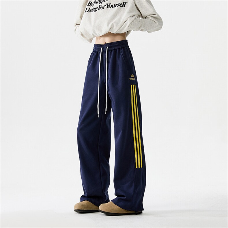 2025春季新款美式高街条纹织带宽松休闲卫裤B315-K158-特p40控78，男装休闲裤，电商B315