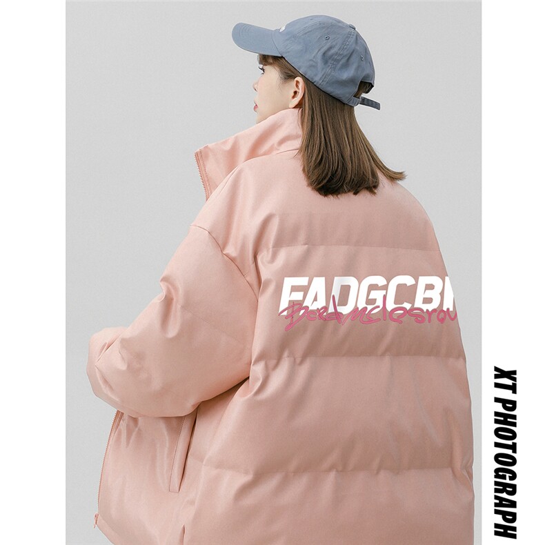 中性风冬季百搭宽松字母印花PU皮棉服外套MY6458P115控158,男装棉衣,电商A268