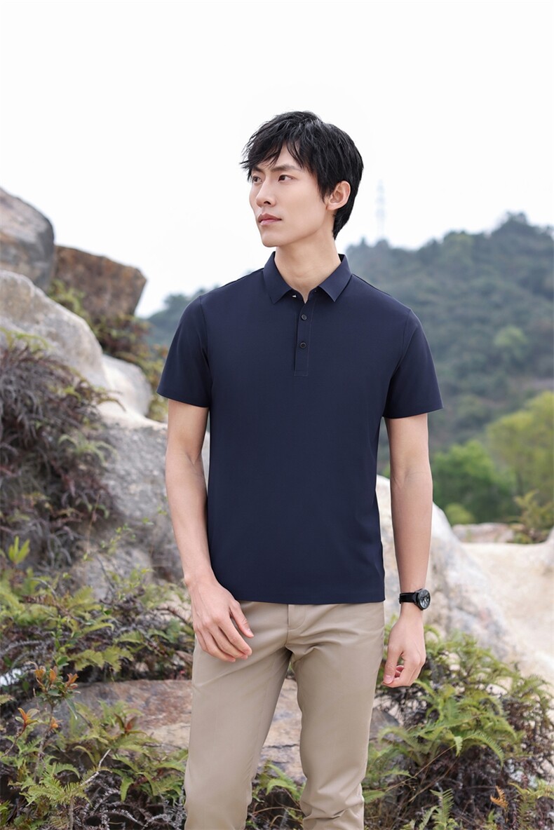 无痕动感纯棉短袖POLO衫工作服T恤男纯色商务员工衣,男装Polo衫,鲁菏羊绒