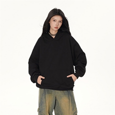 抖音得物高品质二开26春装美式高街无帽绳光板纯色连帽卫衣XS056，男装卫衣，电商A486