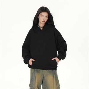抖音得物高品质二开 26春装美式高街无帽绳光板纯色连帽卫衣XS056图片