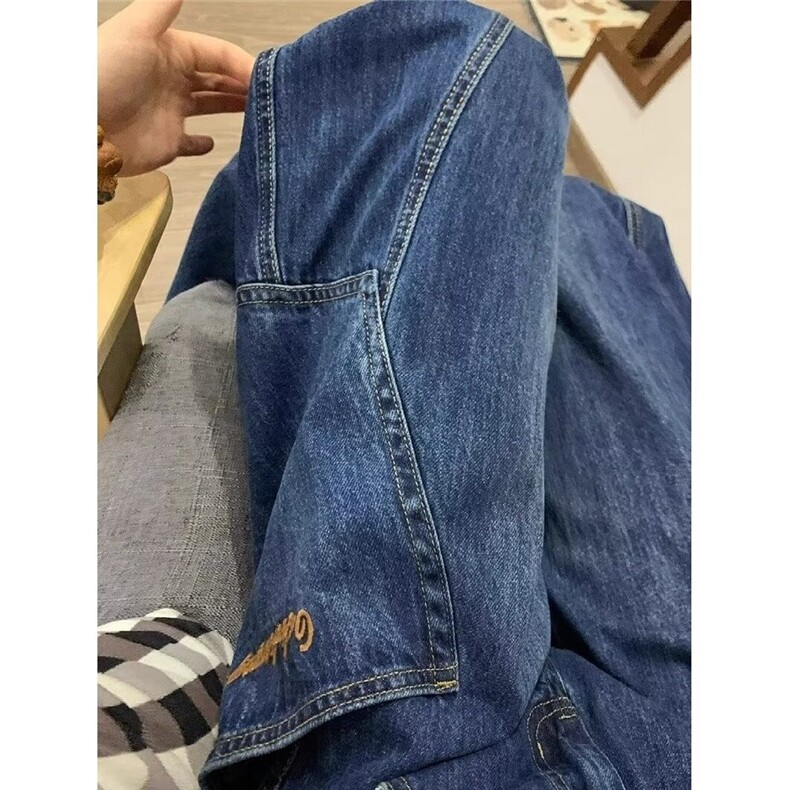 美式复古拼接做旧牛仔裤女秋冬宽松设计感高街休闲裤WL80088-p55,男装牛仔裤,星座1008