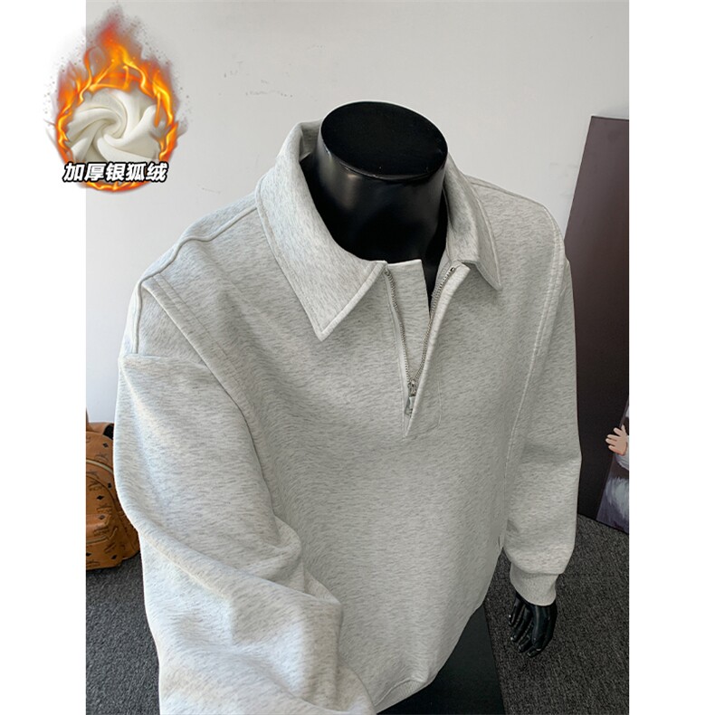 美式曼巴棉420g重磅保暖银狐绒半拉链卫衣男W5416J加绒特P55控108,男装棉衣,电商A001