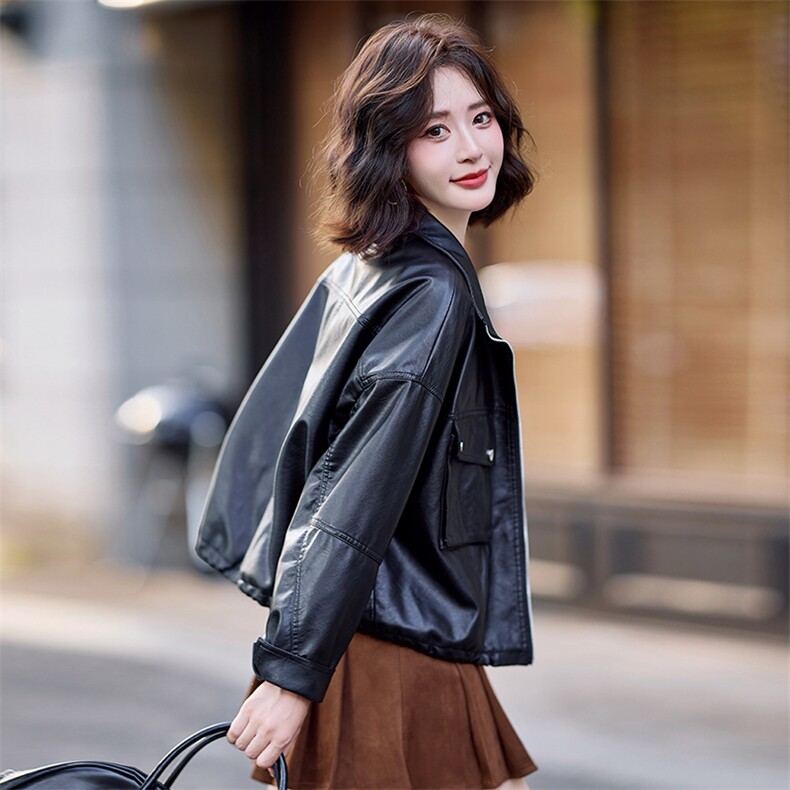 小皮衣外套女2025秋新款休闲pu皮夹克上衣高级感美拉德小个子穿搭,女装皮衣,缘衣格