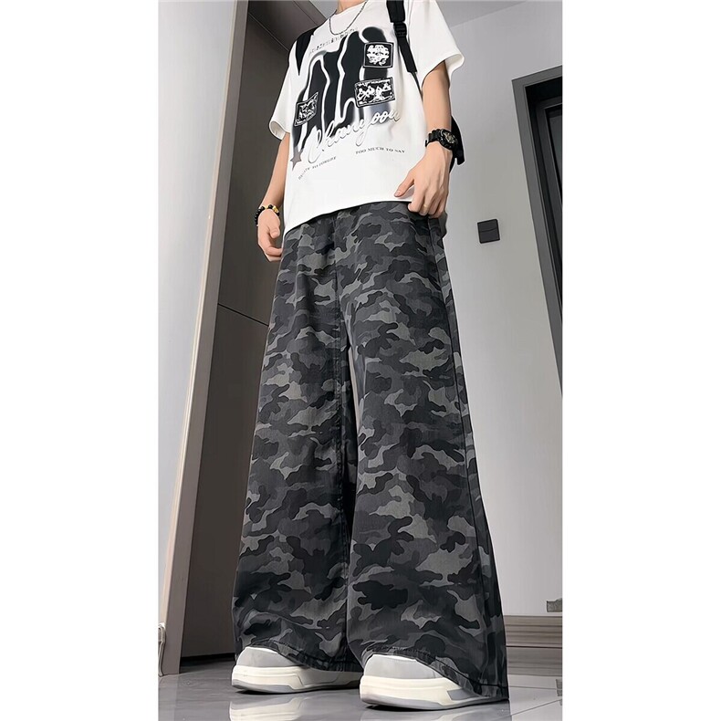 宽松原宿迷彩休闲裤男女美式高街潮牌工装长裤子K0617-P45，男装工装外套，电商D202