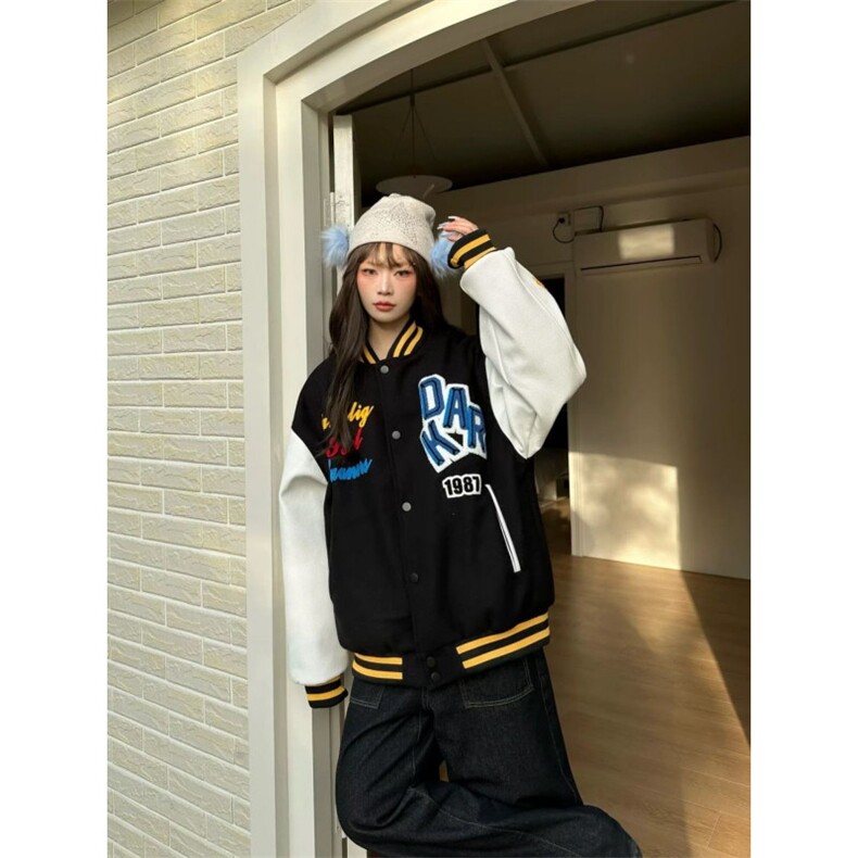 W599-P682025美式复古棒球服宽松休闲学生刺绣外套潮牌夹克上衣,男装夹克,星座911-1