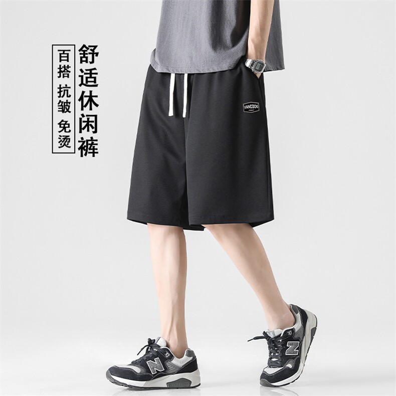 肌理感贴标面料休闲短裤男生夏季清凉薄款透气五分裤XD2383特批35,男装休闲裤,星座718