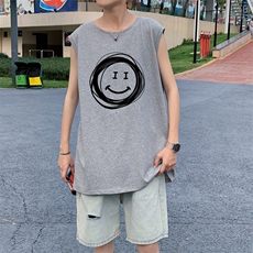 ！港风2023夏季无袖背心男加肥加大码宽松短袖T恤男BX265-P20，男装背心/马甲，电商B371