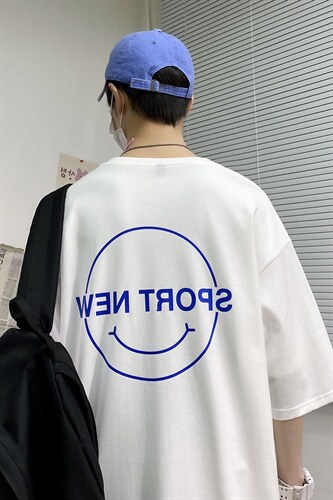 2025夏季短袖t恤衫男港风宽松打底衫潮流A210-A8307-P25控38,男装T恤,星座210-3