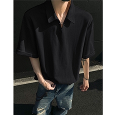 夏季新品老钱风宽松休闲POLO衫短袖T恤上衣男H1083特P35，男装Polo衫，电商A341