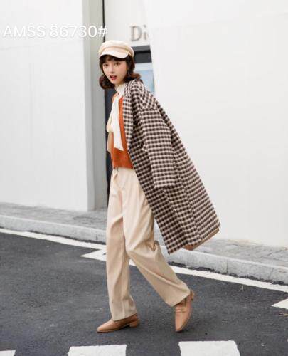 格子大衣，女装，AMSS 艾玛莎莎