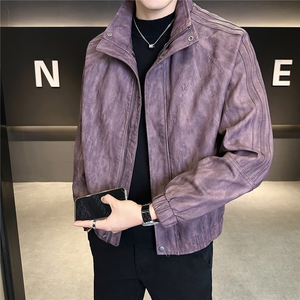 2025新款秋季美式复古皮衣外套男款立领机车皮夹克A313-2597-P165图片