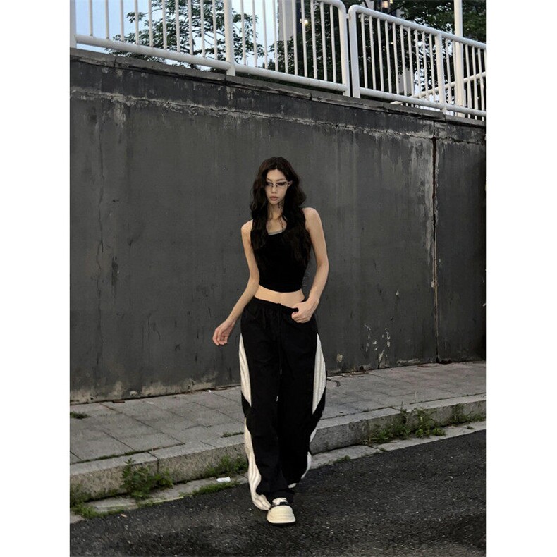 三条杠速干阔腿工装裤ins潮牌美式降落伞兵运动裤KZ26,男装休闲裤,星座310A-4