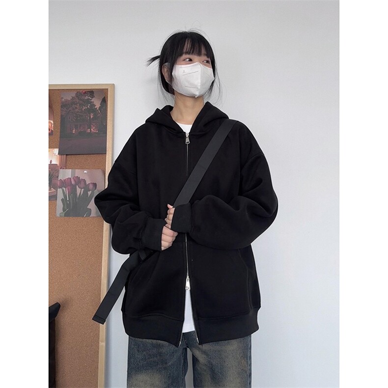 抖音得物品质二开26春装男女美式高街结构双拉链开衫卫衣外套,女装短外套,电商A486