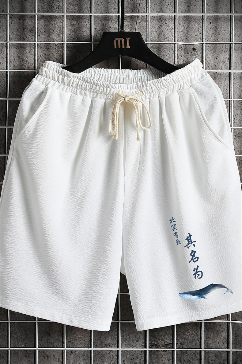MK37261-P15冰丝短裤男士大码宽松休闲五分裤男运动中裤网格,男装休闲裤,电商A040A