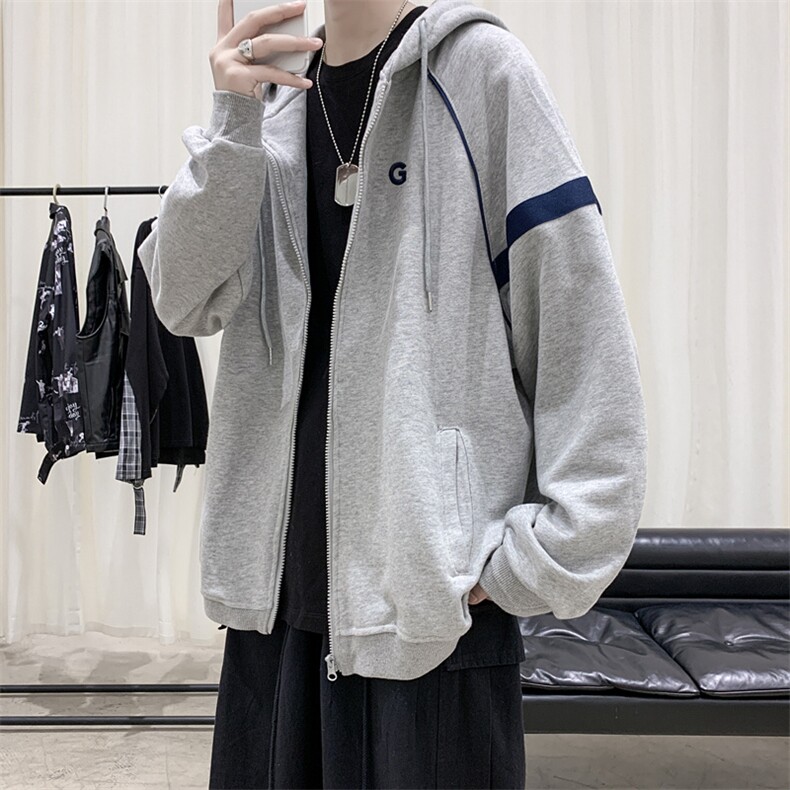 宽松休闲外套男秋季韩版百搭运动上衣ins开衫连帽卫衣W1103-P35,男装夹克,星座512-4