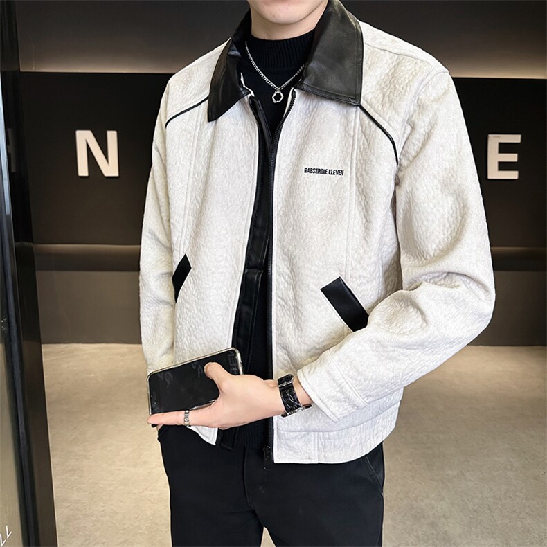 男士夹克外套秋冬新潮流翻领空气层马皮绒短款夹克外套NZ01-P165，男装夹克，电商D327
