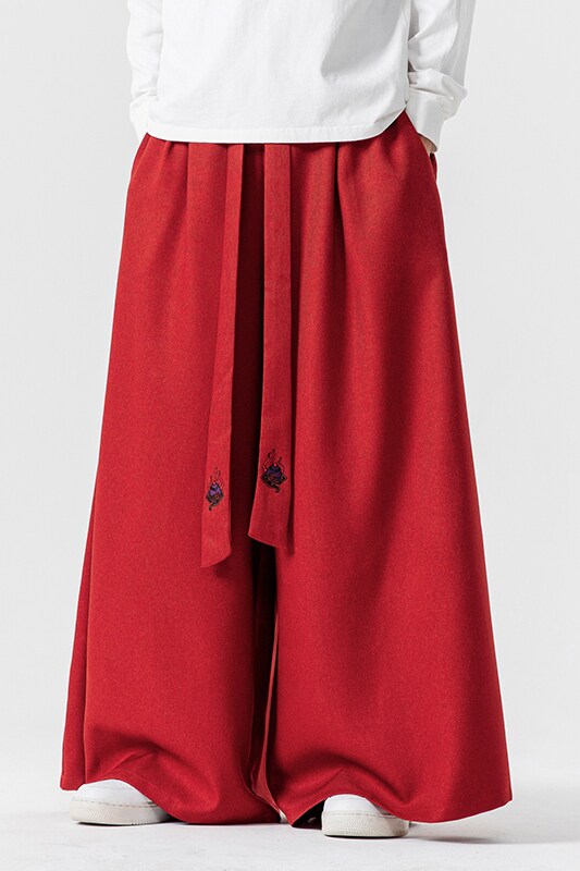 秋冬新款加厚风宽松休闲裙裤汉服阔腿裤宋裤新中式K272/P75,男装民族服装,钱塘713