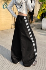 抽绳松紧腰休闲裤Ins小众设计感高街运动裤K910TP35控78无差价，女装休闲裤，电商A102B