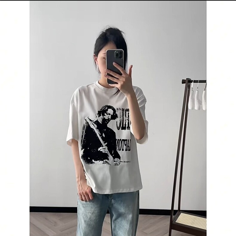 美式印花短袖T恤男女ins夏季休闲百搭情侣T恤上衣潮,男装T恤,星座506A