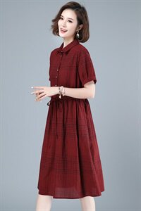 2023年夏季通勤套头韩版短袖中长款宽松腰时尚显瘦连衣裙图片
