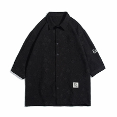 1白底花型衬衫大码M-5XL情侣风七分袖衬衫男QCS7023P45控68，男装衬衫，星座226-2