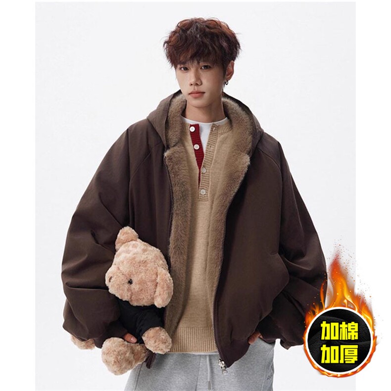 两面穿现货重磅短款座山雕棉衣男女双面穿毛毛绒棉服加厚外套，男装棉衣，电商A443